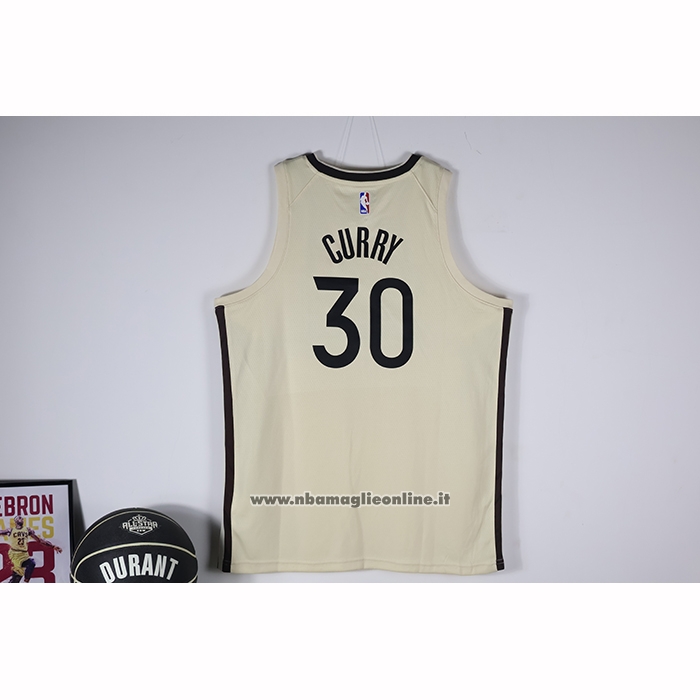 Maglia Golden State Warriors Stephen Curry No 30 Citta 2025-26 Crema